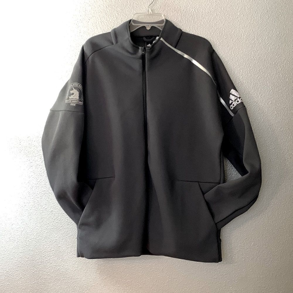 ADIDAS 2018 Boston Marathon Soft shell full zip jacket pockets gray men’s XL